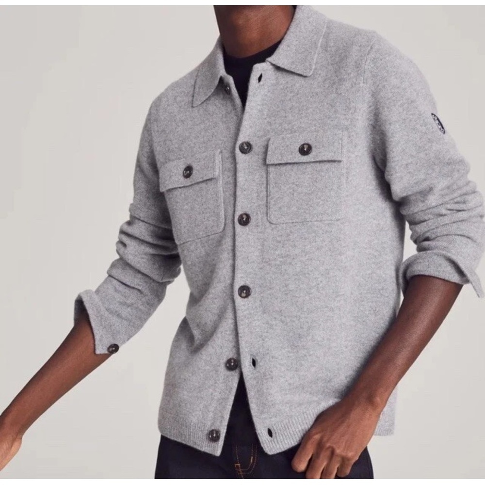 Nomad Cashmere Light Gray Shirt Cardigan Heavy Jacket Size: XL